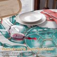thumbnail image 4 of Round Tablecloth Crab Coastal Christmas Waterproof Oil Proof Polyester Table Cloth Cover Decor for Home Dining Outdoor,Patio,Parties, 54" Dia. Teal Green Red Starfish, 4 of 9