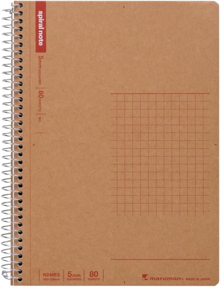 B6 Spiral Note BASIC Graph Notebook 80 Sheets 5 Pack