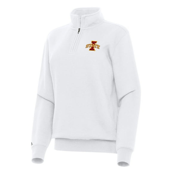 Women's Antigua White Iowa State Cyclones Victory Quarter-Zip Sweatshirt