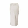 thumbnail image 6 of Ruyang Vintage Skirt Womens Satin Silk High Waist Slit Midi Skirt Elastic Waistband Midi Skirts Elegant And Handsome Half Skirt For Women, 6 of 6