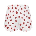 thumbnail image 7 of Norvella Womens Shorts Heart Print Elastic Drawstring Waist Side Pockets Curved Split Hem Loose Fit Running Bottoms, 7 of 7