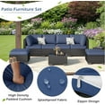 thumbnail image 2 of Danrelax 7-Piece Outdoor Sectional Sofa Patio Conversation Set, Black PE Rattan Wicker Furniture, Steel Frame in Dark Blue, 2 of 7