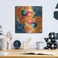 thumbnail image 6 of Luxe Metal Art 'Orange Poppies on Blue' by Linda Woods, Metal Wall Art, 12"x12", 6 of 9