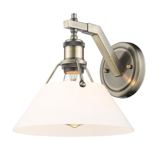 3306-1W AB-OP Golden Lighting Orwell - 1 Light Wall Sconce-9.63 Inches Tall and 10 Inches Wide-Aged Brass Finish-Opal Shade Color
