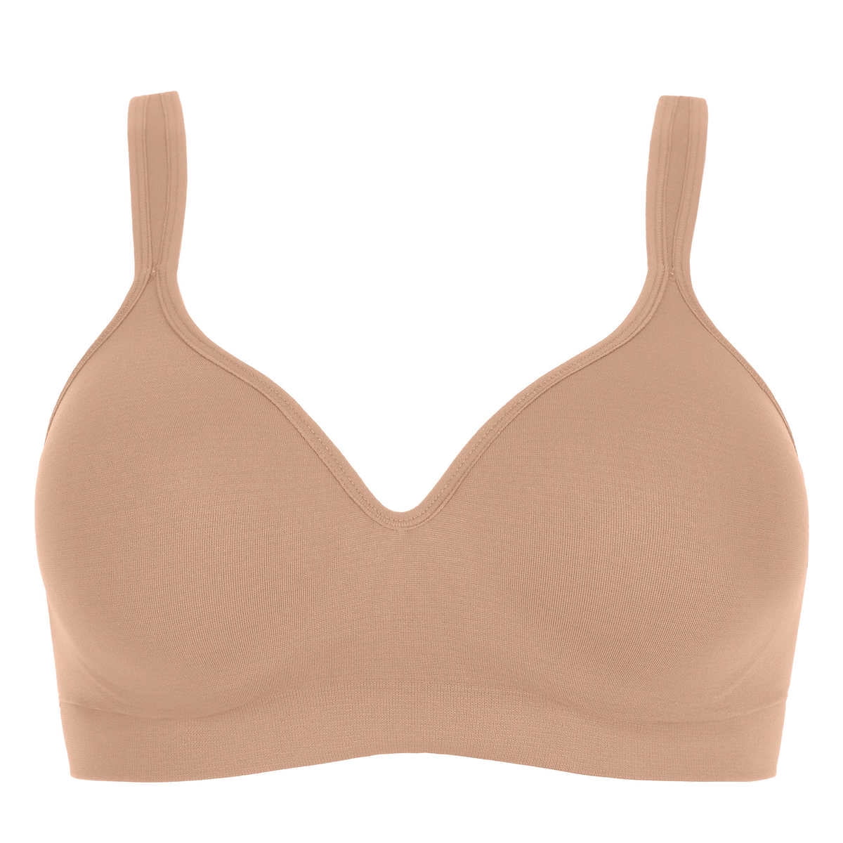 Carole Hochman Women's Wirefree Sealmless Comfort Bra, 2-Pack, Black/Taupe, Medium