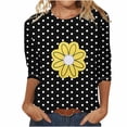 thumbnail image 1 of Camisetas Casuales de las Mujeres de Moda Impresa 3/4 Mangas Blusa Cuello Redondo para el Hogar Y Diario, 1 of 4