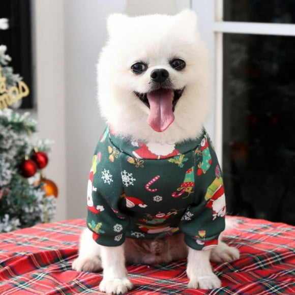 Snowman Pet Clothes for Dog Pajamas Soft Christmas PJS Medium Red Back Length