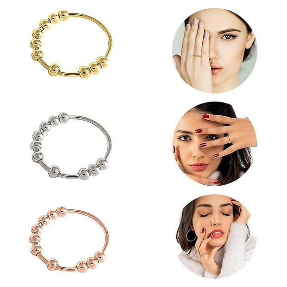 Rotatable Beaded Finger Ring For Anti-stress Ring Relieve Anxiety Gift Fashion Design Fidget Rings