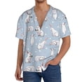 thumbnail image 3 of Xecao offers the Rabbit Is Eating Carrots for Men's Casual Short-sleeved Shirt, a button-up collared shirt with a pocket, perfect for beach vacations and yacht travel in the Small size., 3 of 7