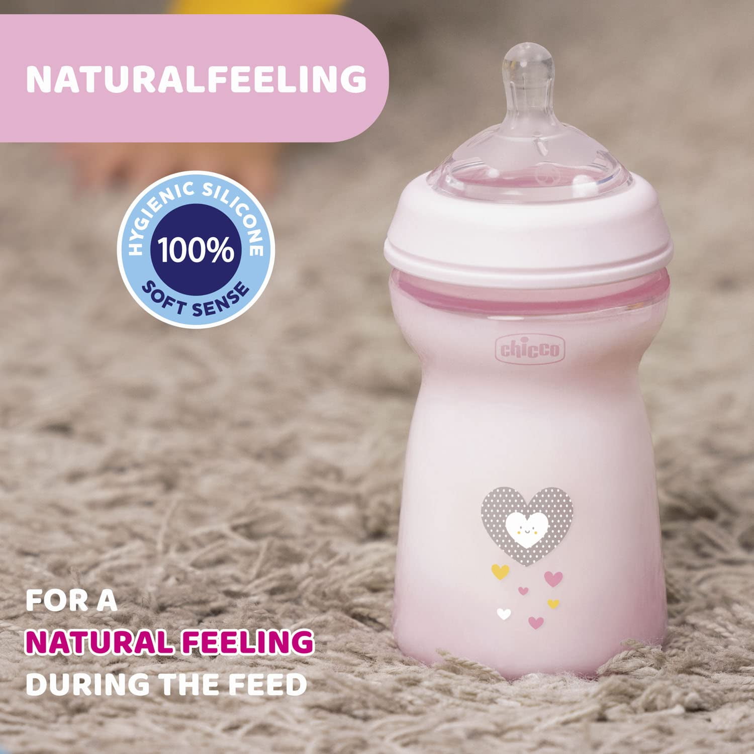Chicco Natural Feeling 330ml Baby Milk Feeding Bottle&nbsp; 6m+ (Pink)