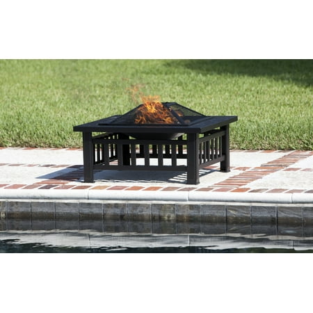 Fire Sense - Stonemont Square Fire Pit - black