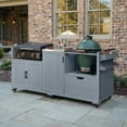 thumbnail image 5 of Harper & Bright Designs Outdoor Kitchen Island for Big Green Egg & Blackstone Griddle, Solid Wood Grill Cart Table with Stainless Steel Top, Drawer and 21"/28" Blackstone Griddle, Grey+Blue, 5 of 20