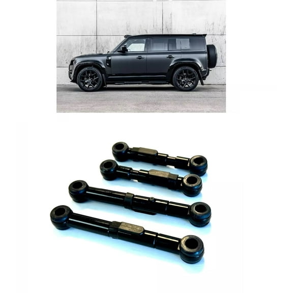 ANODIZED BLACK ALUMINUM ADJUSTABLE AIR RIDE SUSPENSION 2-INCH LOWERING LINKS KIT COMPATIBLE WITH LAND ROVER NEW DEFENDER 90 / 110 / 130 2020-2024, PART # LRNJ MOTORWORKS#6