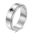 thumbnail image 6 of 6mm Black Cross Band Titanium Steel Women's Silver/Gold Spinner Ring Size 6-10, 6 of 6