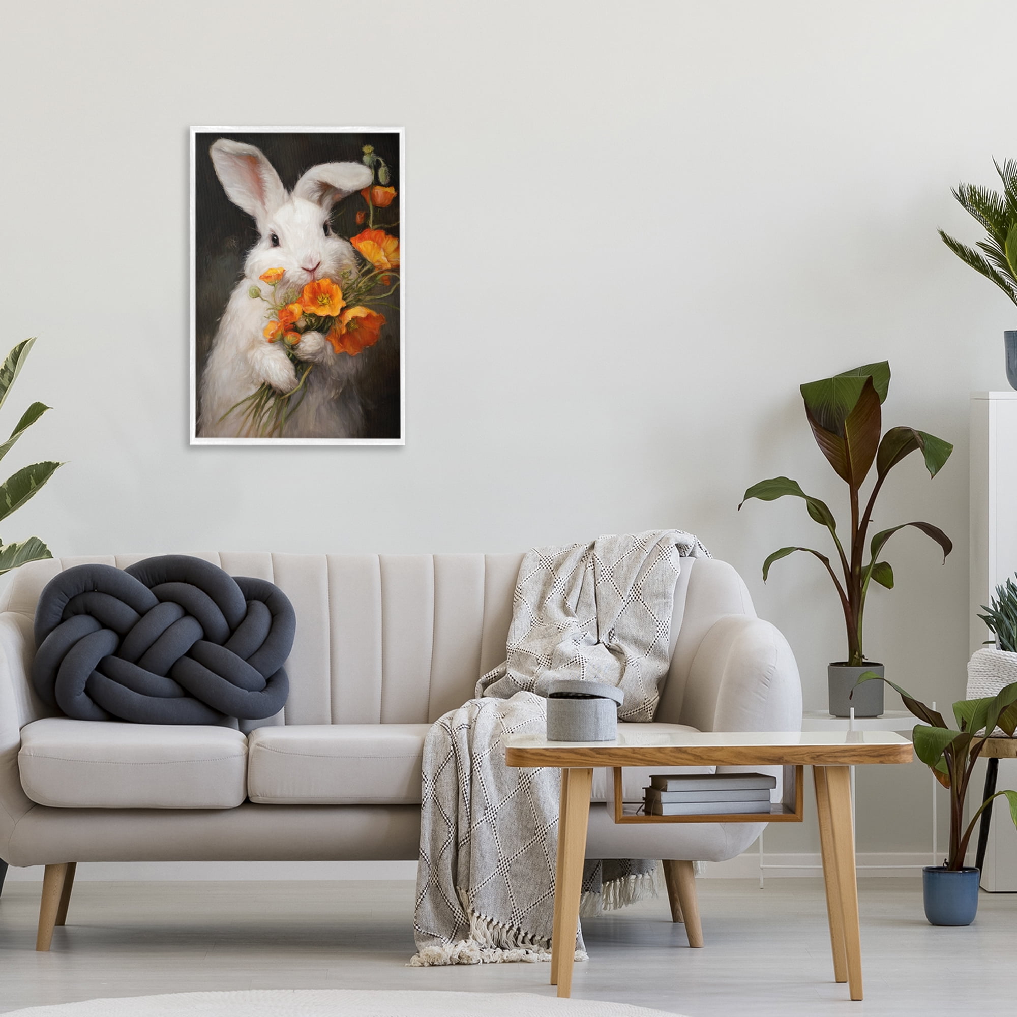 Stupell Industries Floppy Loves Her Poppies White Framed Giclee Art, design by Tina LeCour