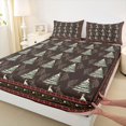 thumbnail image 3 of Homewish Vintage Christmas Tree Bed Sheets, Brown Hippie Aztec King Sheets, Rustic Plant Botanical Sheet Set, Luxury Bedroom Decor, 4 Pieces, 3 of 7