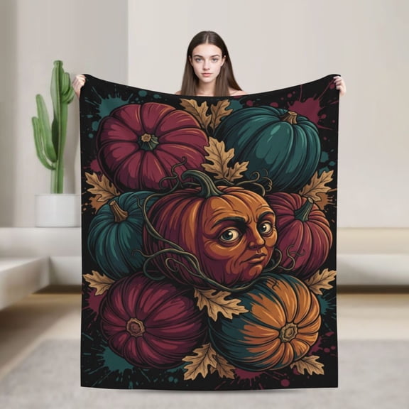 Pumpkin Throw Blanket, Thanksgiving Fall Pumpkin Design Blanket, Cozy Home Decor for Sofa , Holiday Gift for Women Men 50x40
