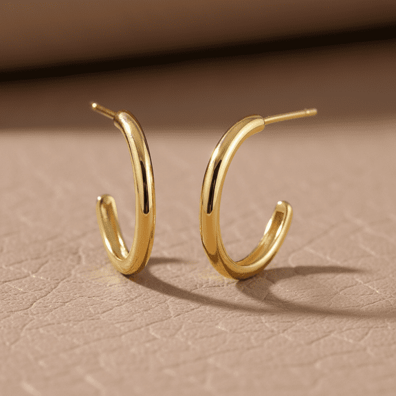 Vinali 14K Solid Gold Womens Dainty Half Hoop Earrings 0.53in
