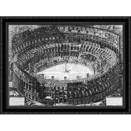 Vedute di Roma 38x28 Large Black Ornate Wood Framed Canvas Art by Giovanni Battista Piranesi