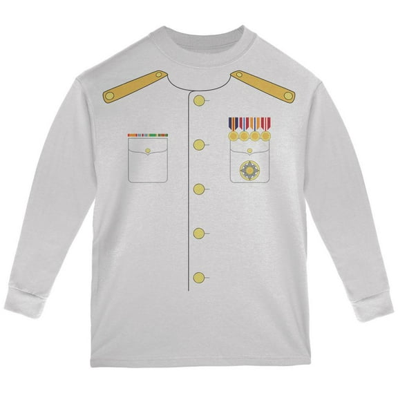 Halloween Navy Admiral Costume White Youth Long Sleeve T-Shirt - Youth Large