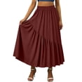 thumbnail image 5 of BUIGTTKLOP Women's Boho Maxi Skirt High Waist Pleated A-Line Flowy Swing Asymmetric Tiered Long Skirts with Pockets, 5 of 6