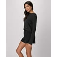thumbnail image 3 of Hanes Women's Rib Crop Long Sleeve & Sleep Short Set Black/Black M, 3 of 5