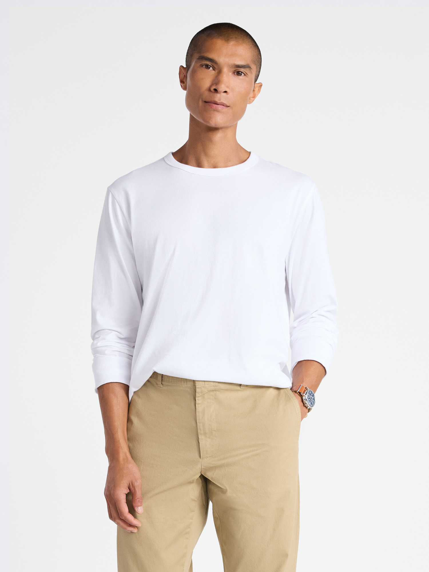 Free Assembly Men's Everyday Cotton Tee with Long Sleeves, Sizes XS-3XL