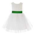 thumbnail image 2 of Ekidsbridal Girl Communion Flower Girl Dress - Knee Length Backless Ivory Lace Dress with Tiebow 206T-A (Size: S-10), 2 of 3