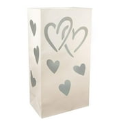 Club Pack of 12 Flame Resistant Silver Heart Design Luminaria Bags 11"
