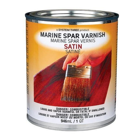 System Three 1855S16 Revêtement de Vernis Uréthane Marine Clair, 1 Quart en Boîte