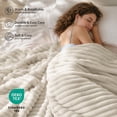 thumbnail image 4 of SoComfy by Bedelite Beige Blanket for Couch & Bed, 300GSM Soft & Warm Fleece Blanket, Decorative and Giftable Striped Blankets for Women, Men, 4 of 8