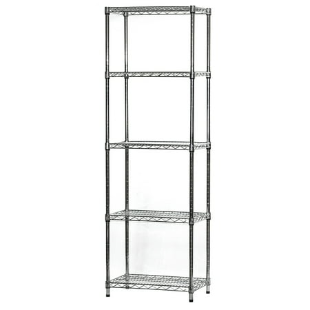 

Chrome Wire Shelving with 5 Shelves - 14 d x 24 w x 96 h (SC142496-5)