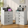 thumbnail image 7 of Afuhokles Nightstand with Charging Station, Bedside Table with 4 Drawers,End Table with Hutch, Gray, 7 of 7