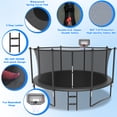 thumbnail image 3 of Cochan 12FT Trampoline with Enclosure for Adults and Kids, Outdoor Heavy Duty Trampoline with Lights, Kids Trampoline with Basketball Hoop, Birthday Gift, 1200LBS Weight Capacity, 3 of 7