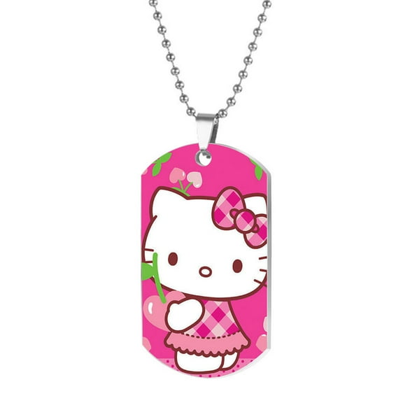 Hello Kitty Dog Tag Pendant Stainless Steel Necklace Pet Mom Gift Dog Necklace Cat Lover Mother's Day Gift From Daughter to Grandma Custom Pet Portrait Memorial Gift