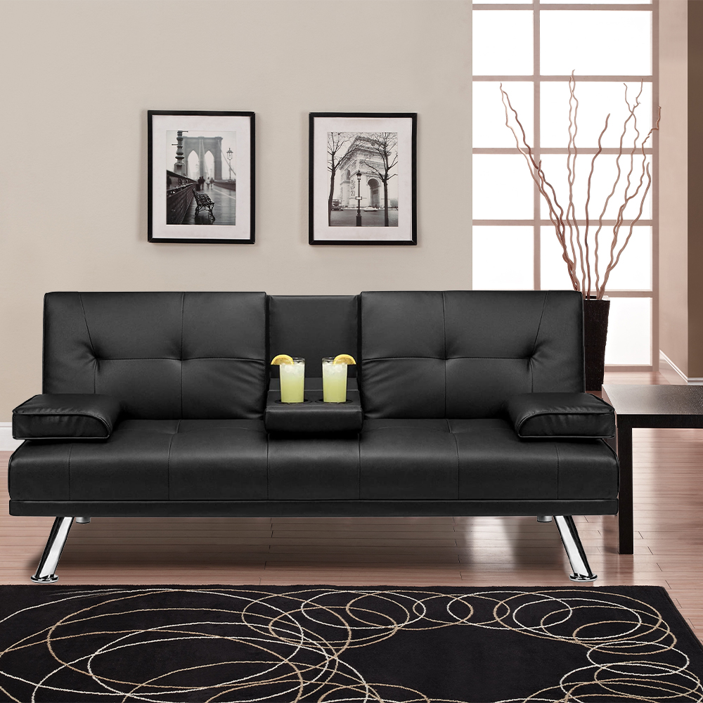 Leather Couch and Sofa, Modern Futon Sofa Bed, Sofa Bed with Armrest