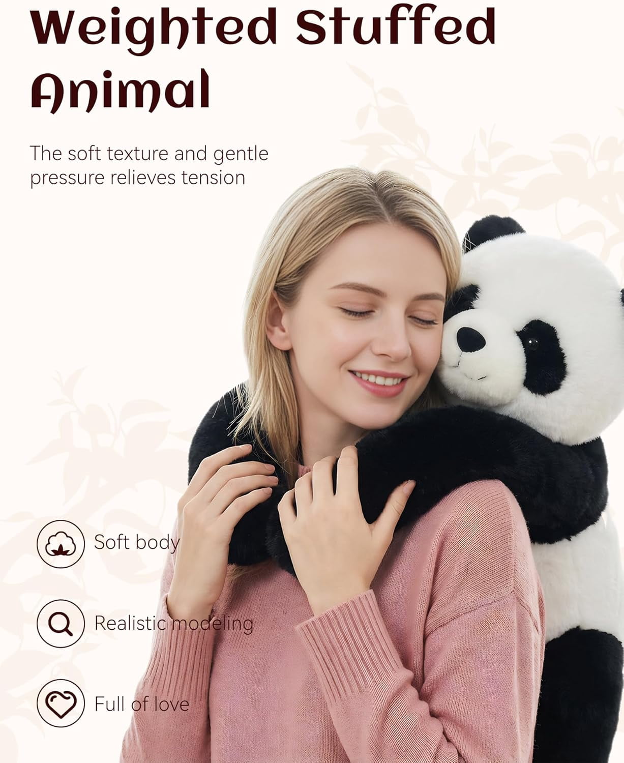 Weighted Stuffed Animal – Panda, Sloth, Bear, Koala, Raccoon & Dinosaur Plushie with Extra-Long Hugging Arms, Soft Huggable Stuffed Animal for Comfort (Panda, 25.6")