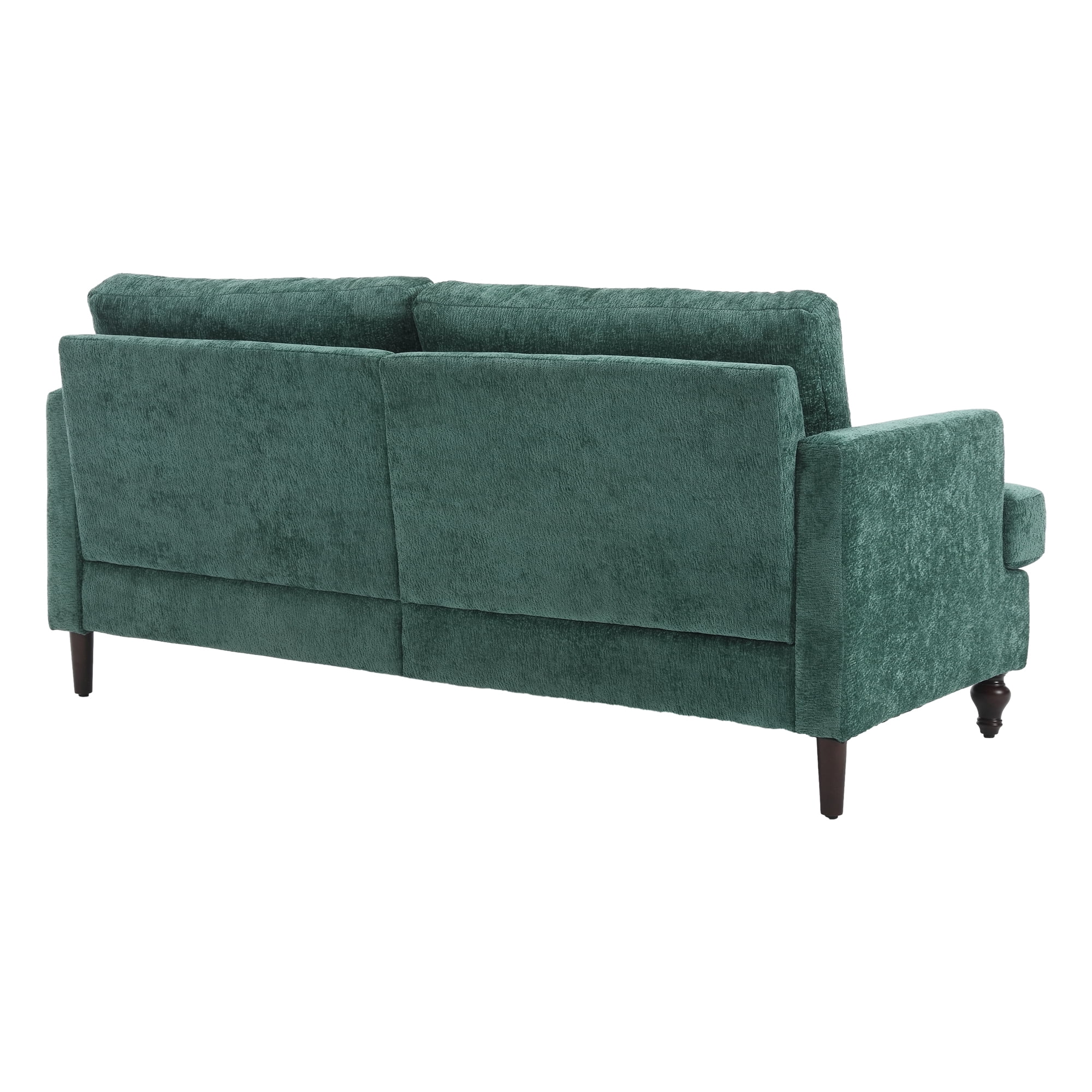 MAYEERTY Mid Century Modern chenille Fabric Loveseat sofa, 2-Seat Upholstered Loveseat Sofa Modern Couch for Living Room,Brown wood feet sofa for Bedroom, Reading (Emerald Chenille)