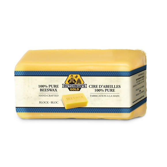 Dutchman’s Gold Canadian Yellow Beeswax Block (1 lb) - Cosmetic-Grade Natural Beeswax for Candle Making, Soap, Crafts, Beauty - Pure Beeswax Bars - Safe and Easy to Melt