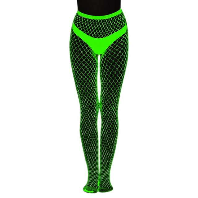 Aocisk Bas Résille Phosphorescents avec Motif Rayé Lumineux Collants pour Femmes pour Fête Nocturne Gris Pâle Taille Unique