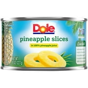 Dole Canned Pineapple Slices in 100% Pineapple Juice, 8 oz