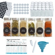 Empty Glass Spice Jars Set - 24 Glass Jars with Lids and Accessories- Spice Organizer set - 4 oz