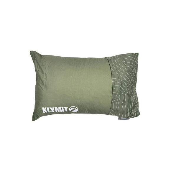 Klymit Drift Almohada de Camping, Almohada de Viaje de Espuma viscoelástica triturada con Funda Reversible para Uso en Exteriores, Verde, Regular