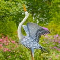 thumbnail image 3 of Set of 2 51" Tall White Neck Blue-Grey Heron Garden Figurines with Spread Wings, 3 of 6