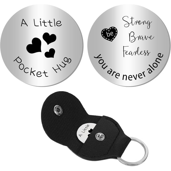 Small Heart Pocket Hug Token Long Distance Relationship Keepsake Token Engraved Double Sided Pocket Token Coin Sign with Keychains for Daughter Friend Encouragement Gift 1.2x1.2Inch