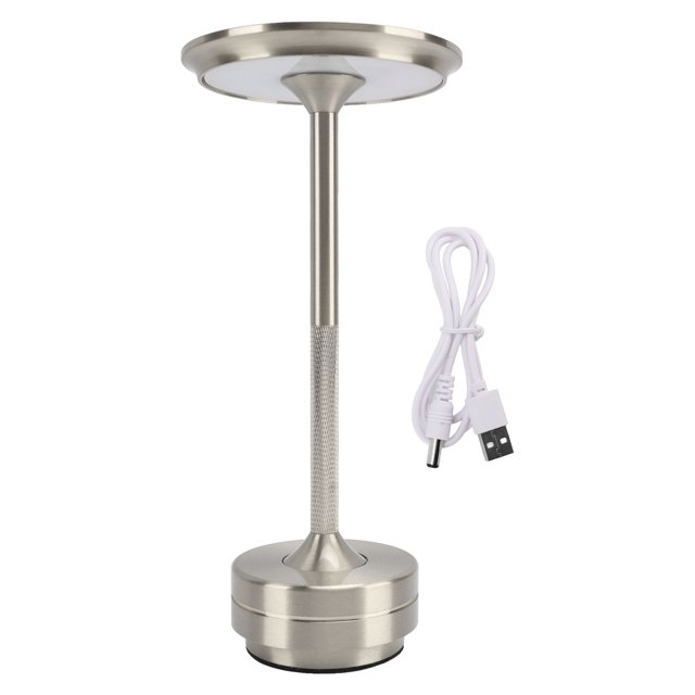 Cordless LED Desk Lamp, Aluminum Cordless LED Table Lamp Modern Round Shape Soft Lighting Adjust Brightness For Home Use