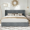 thumbnail image 2 of Allewie King Size Lift Up Platform Storage Bed Frame with Channel Wingback Headboard, Grey Blue, 2 of 12