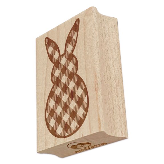 Bunny Pattern Plaid Easter Rabbit Rectangle Rubber Stamp Stamping Scrapbooking Crafting - Small 1.7in