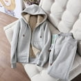 thumbnail image 6 of Ashirexll Outfits for Women, Womens Winter Sets, Solid Color Long Sleeve Hooded Pocket Coat and Trousers Fleece Two Piece Suit, 6 of 7