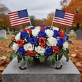 thumbnail image 6 of FHLFN717 Artificial Satin Saddle Flower Memorial Day Tombstone Decoration,Silk Flower Cemetery Decor 60cm Outdoor Grave Ornament, 6 of 7
